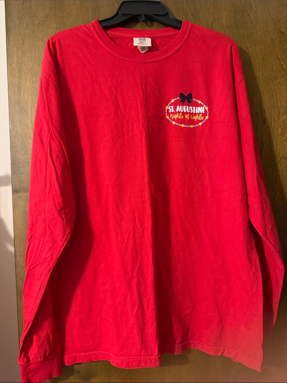'Night of Lights' Red Long Sleeve Tee - Large
